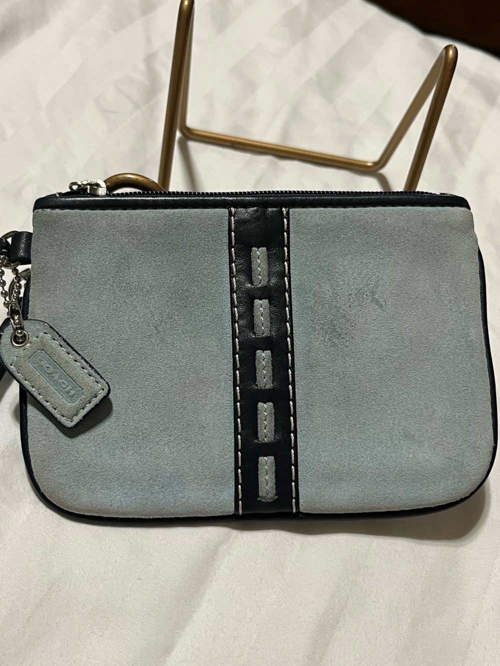 Coach Light Blue and Black Suede Wristlet
G-09